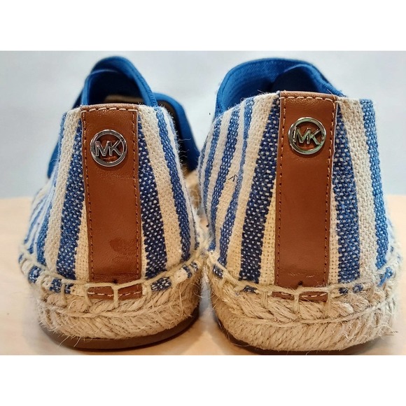 MICHAEL KORS Dan Espadrille Striped Canvas Sandals | Blue | Womens Size 7.5 - Picture 3 of 10